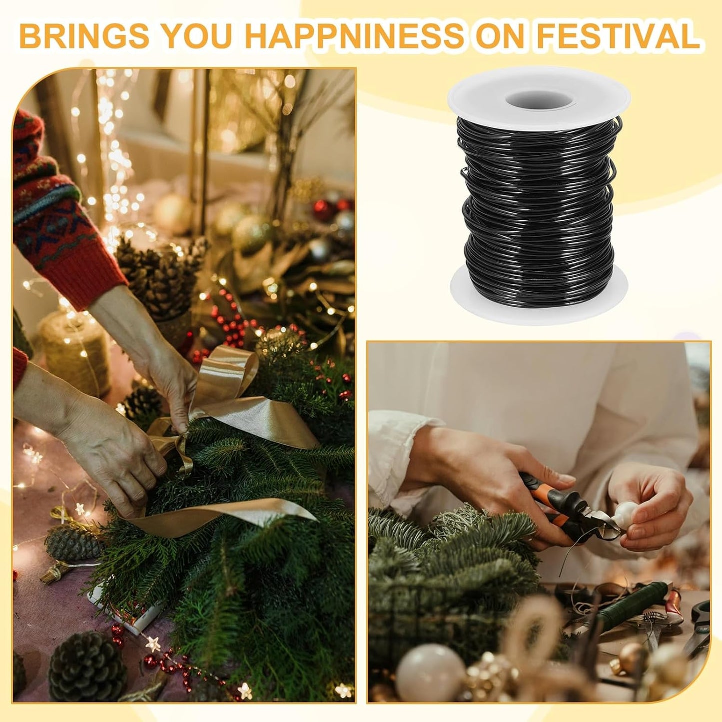 uxcell 16 Gauge / 1.5mm Anodized Aluminum Wire for Jewelry Craft Making, 102 Feet Bendable Flexible Wire for DIY Home Decor Gardening Sculpture, Black