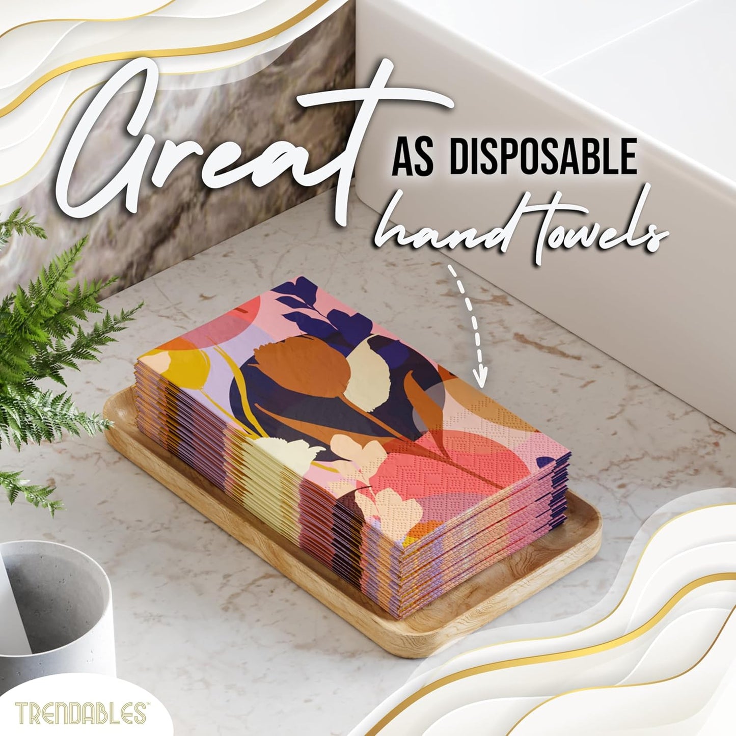 Trendables Floral Napkins for decoupage 100 Pcs 3 Ply floral paper napkins decorative Guest Towels Disposable Bathroom, Flower Design For Tea Party Decorations, Dinners & Weddings