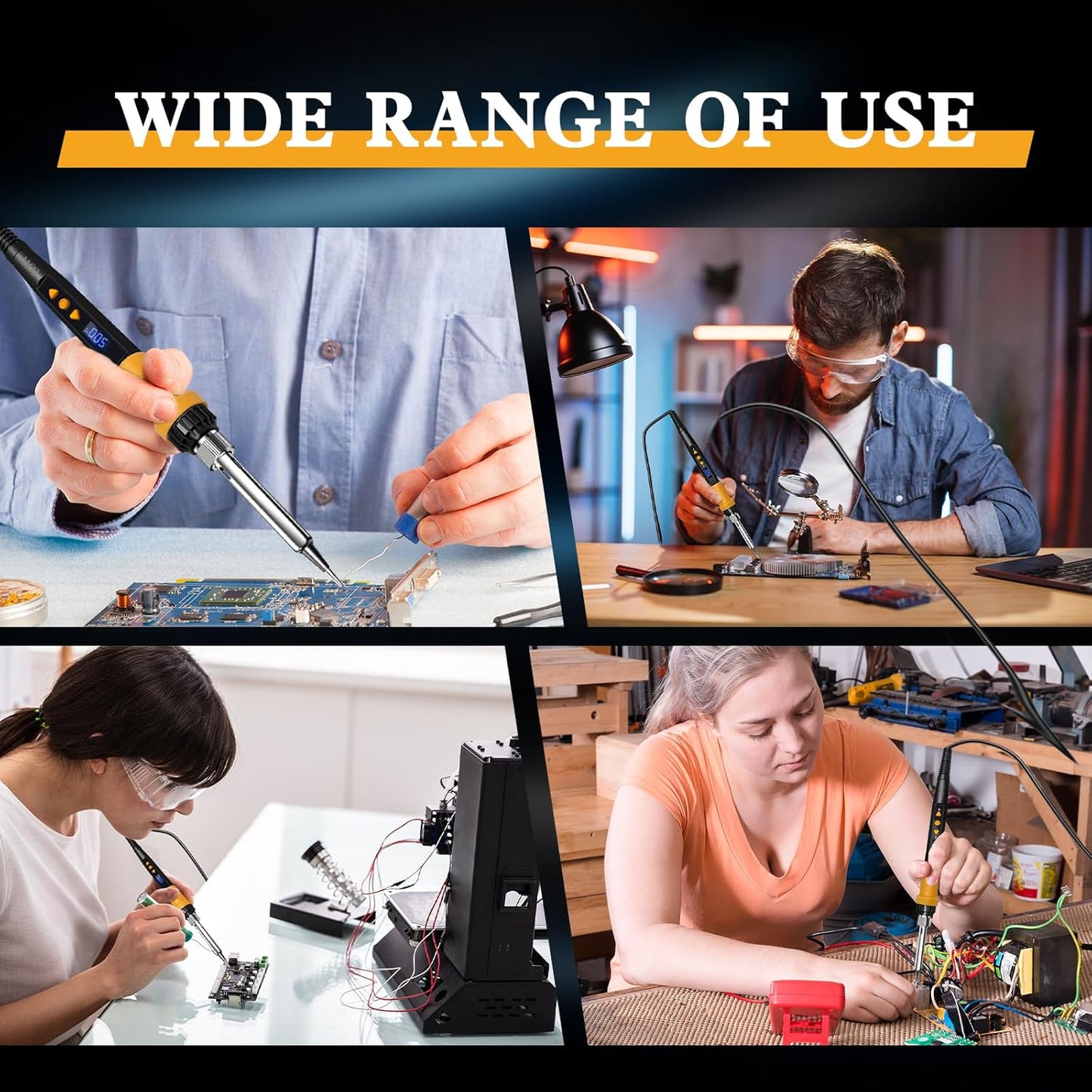 Soldering Iron Kit,80W LED Display Adjustable Temperature Soldering Iron Kit with Automatic Sleep Mode, Includes 5 Tips, Solder Wire, Stand, Flux - Professional Blue Welding Tool for Repair and DIY