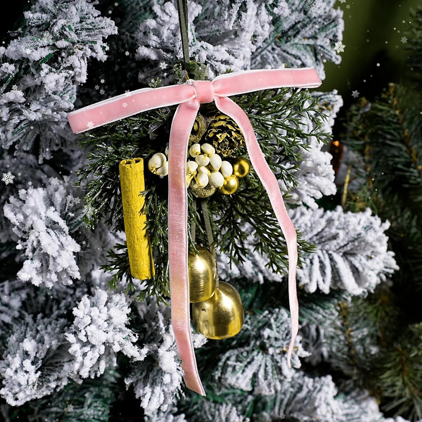 LaRibbons Thin Velvet Ribbon 3/8 Inch x 25 Yards, Pink Velvet Ribbon for Christmas Tree, Gift Wrapping, Wreath Bow, Outdoor Decoration