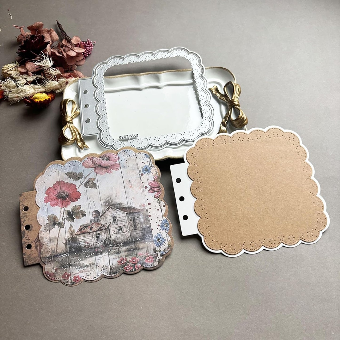 Square Lace Loose-Leaf Die Cuts for Card Making, Background Cutting Dies DIY Album Scrapbooking Decor Paper Craft Metal Die Cuts Party Wedding Decorations