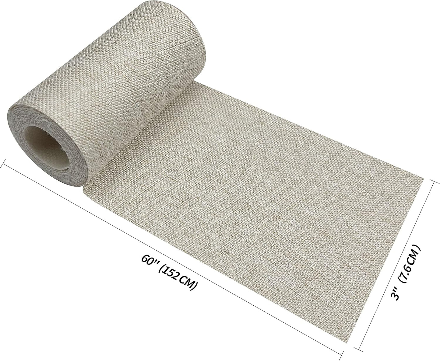 KING MOUNTAIN Linen Fabric Iron-on Repair Patch, Inside&Outside Fabric Repair Patch, 3"x60" with Backing Glue Linen Repair Decorative Patch kit (Cream-Gray)