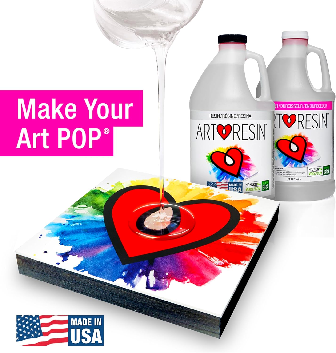 ArtResin - Epoxy Resin - Clear - Non-Toxic - 1 gal (0.5 gal Resin + 0.5 gal Hardener) (3.78 L)
