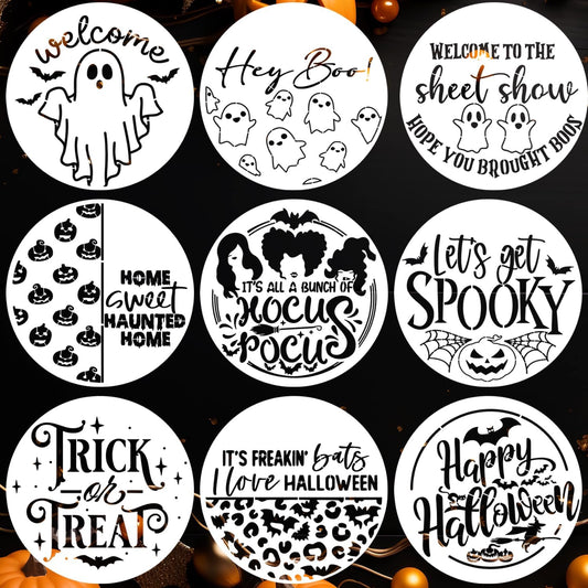 Halloween Stencils for Painting on Wood 12” Large Halloween Stencil Hey Boo Trick or Treat Hocus Pocus Templates for Door Hanger Porch Sign Shirt Painting