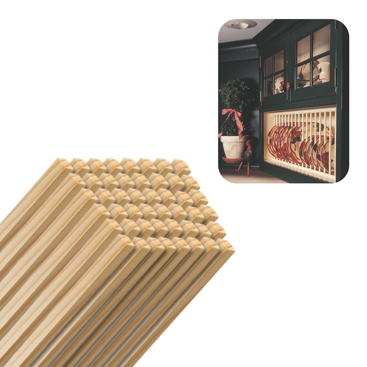 Pine Square Dowels (3/8" x 36", Pack of 40) | Variety of Diameters & Wood Species | Unfinished Wooden Dowel Rods for Crafts & DIY Home Projects | Curtain Rod, Macrame Supplies, Moulding Trim, Flagpole