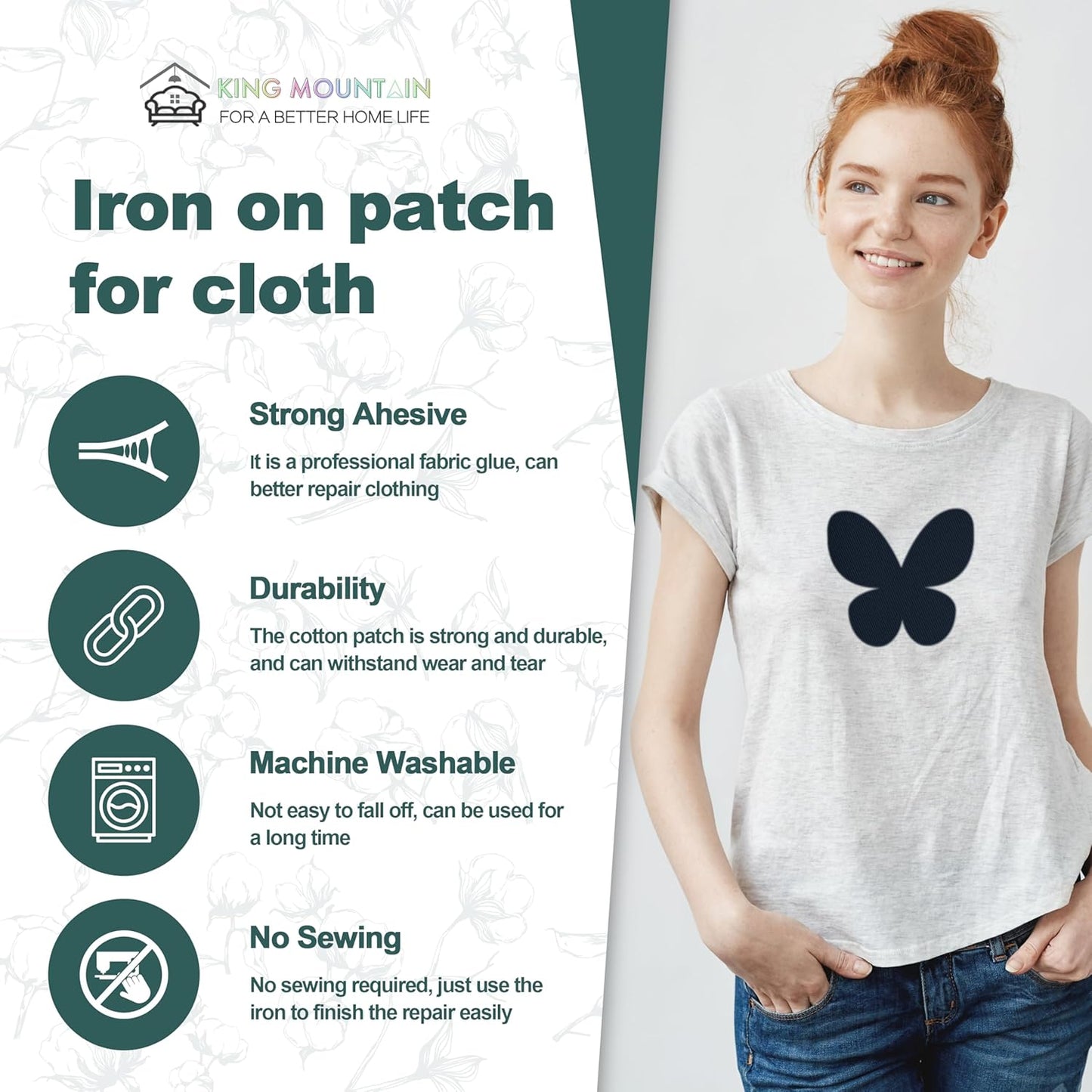 Iron on Patches for Clothes, 8 Pieces Patches for Cloth, 100% Cotton Fabric Patches for Clothing, Bag, Hat Repair, Clothing Repair Decorating Kit 3.7" by 4.9" (9.5 cm x 12.5 cm, Dark Blue)