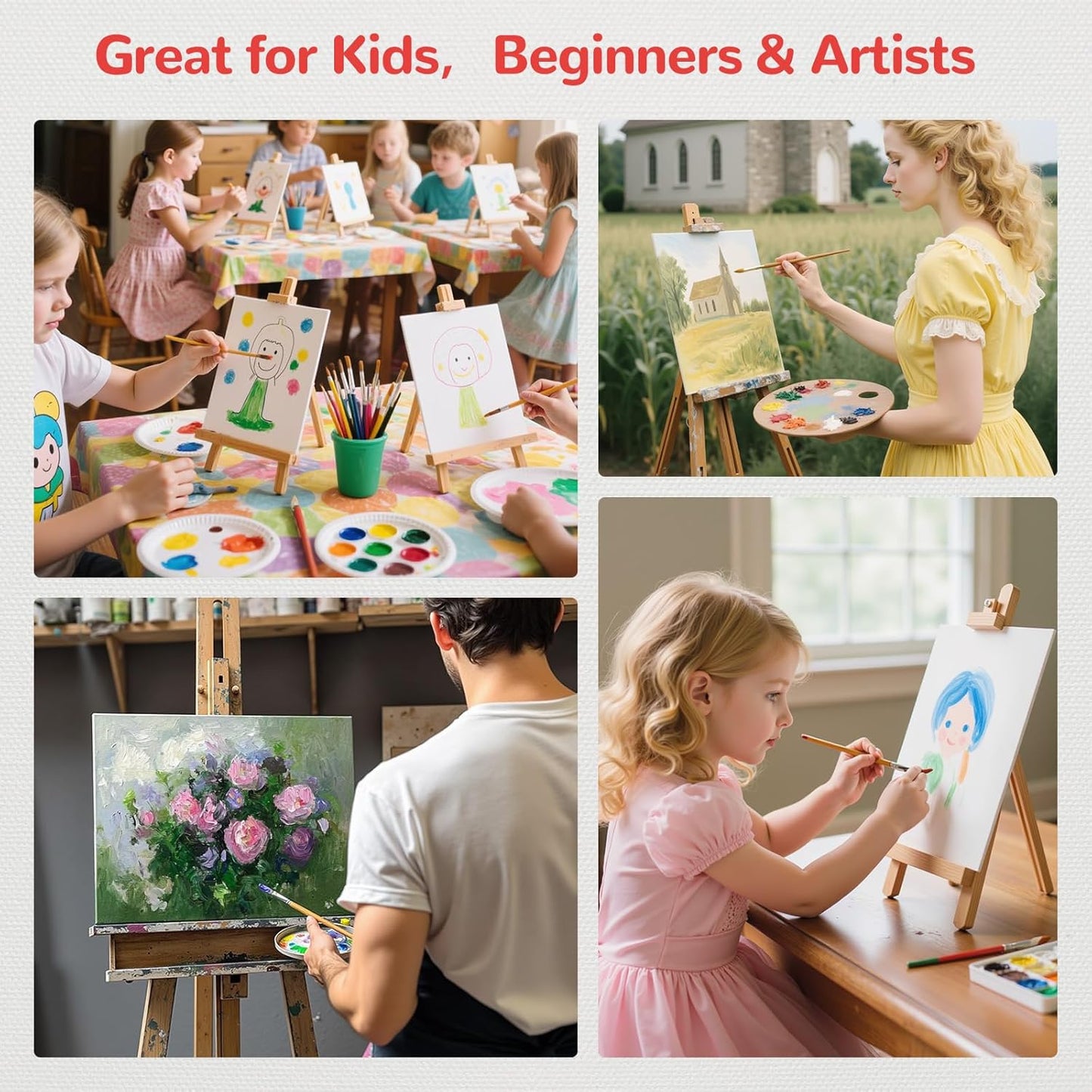 Canvas Boards for Painting 20 Pack, 4 of Each 4x4, 5x7, 8x10, 9x12,11x14 Primed White Art Canvas Panels for Acrylic, Oil Paint, Watercolor