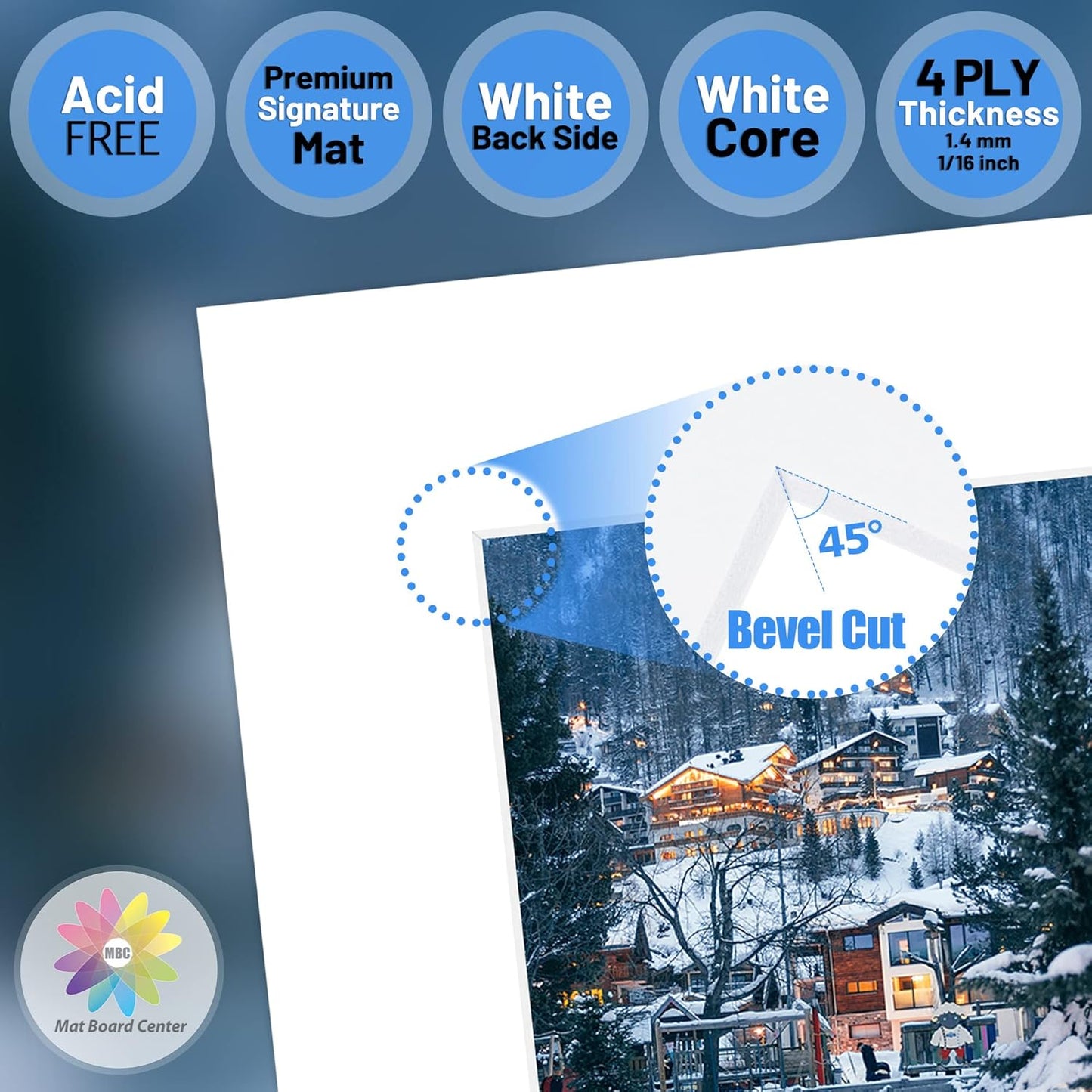 Mat Board Center, Pack of 10, 10x10 for 6x6 White Photo Picture Mats - Acid Free, 4-ply Thickness, White Core - for Pictures, Photos, Framing