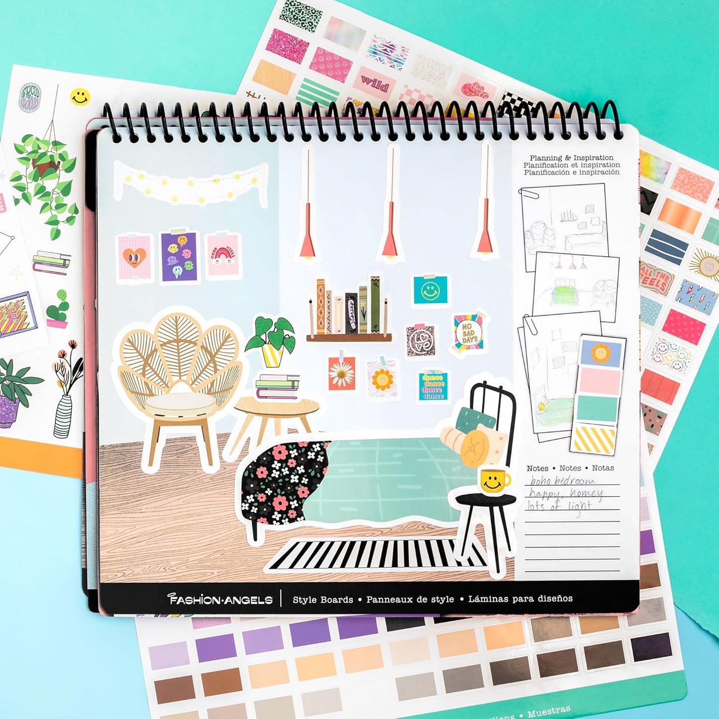 Fashion Angels Interior Design Sticker Stylist - 20 Style Boards with 14 Sticker Sheets - Interior Design Set for Kids - Room Design Kit for Girls - 550+ Aesthetic Room Decor Stickers - Ages 6 and Up
