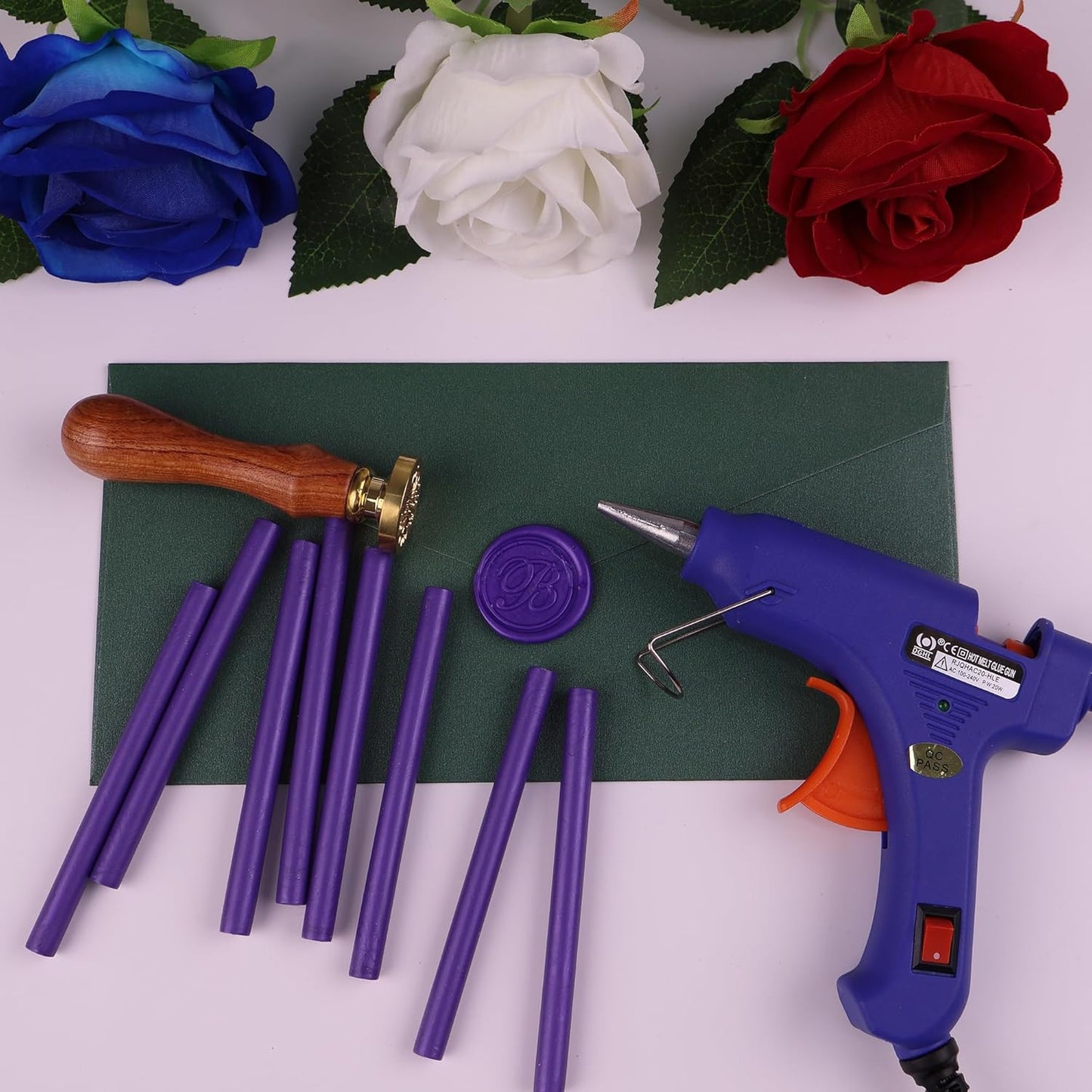 30 Pieces 7mm Sealing Wax Sticks for Glue Gun,PORXFLY Mini Wax Seal Sticks Great for Seals Stamp,Cards Envelopes,Wedding Invitations,Gift Wrapping,Wine Packages (Purple)