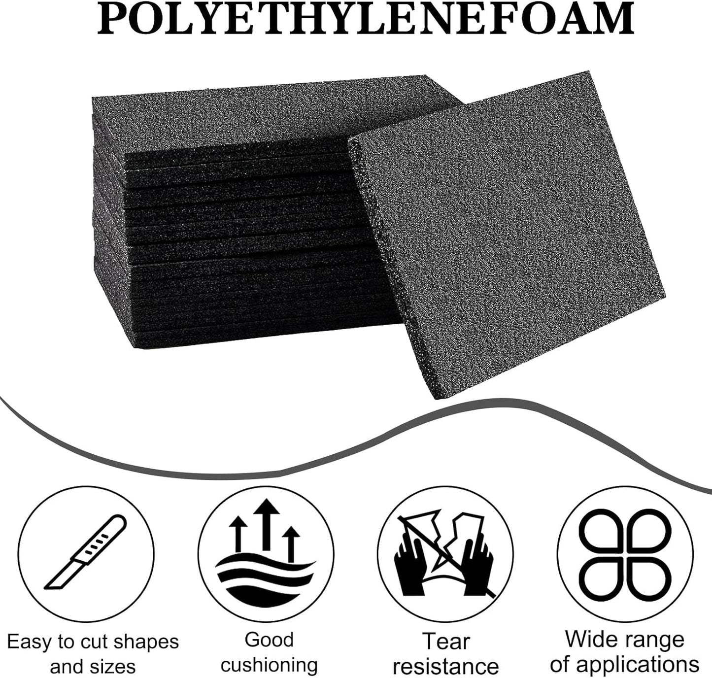 15 Pcs 12" x 8" x 0.5" Polyethylene Foam Thick Foam Sheet Firm Black Foam Padding PE Foam Packing Foam Pieces for Craft Shipping Moving