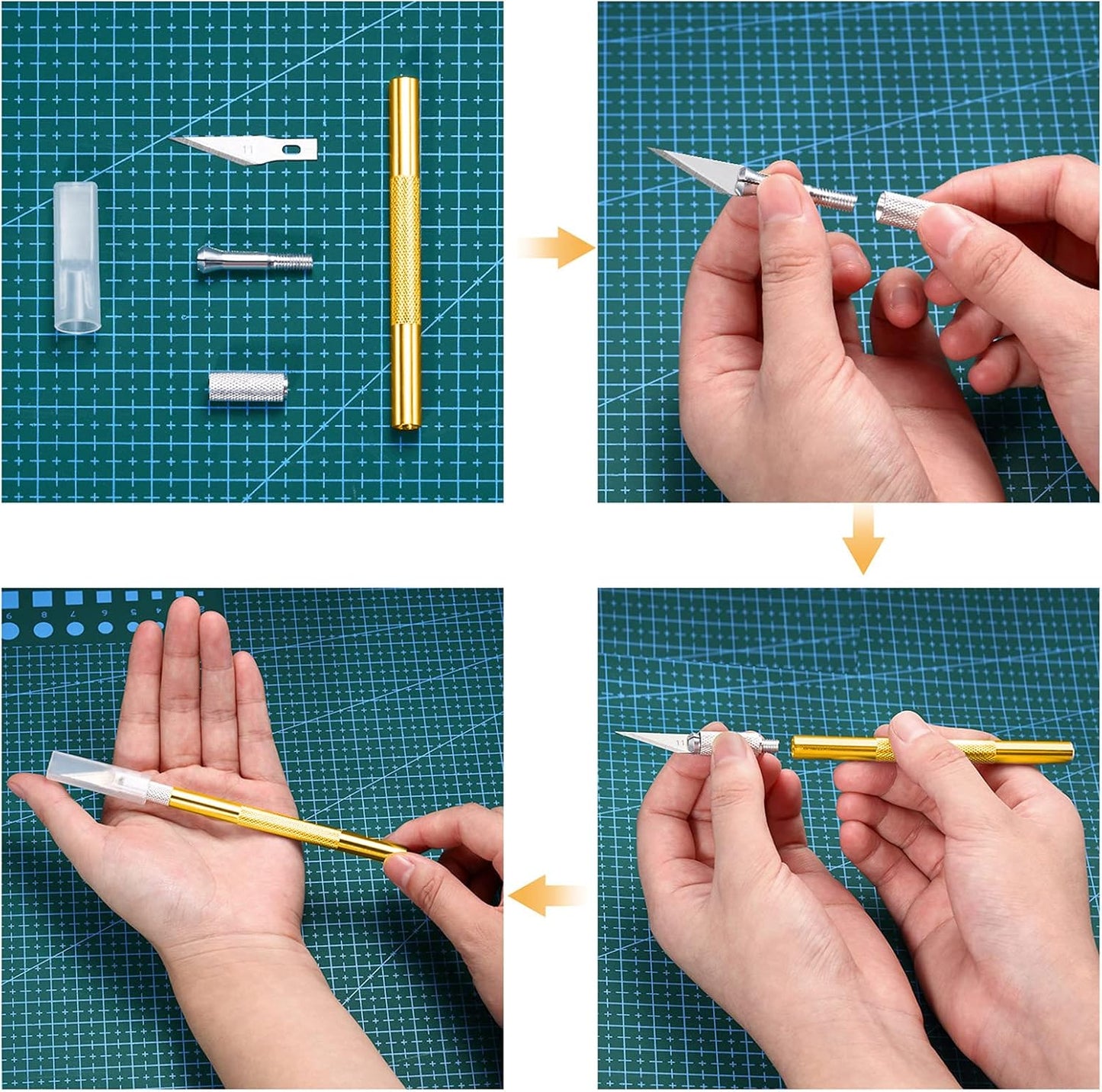 15 Pack Exacto Knife Set, Hobby Knife, Back to School Supplies Craft Knifes Kit for Art, Carving, DIY, Scrapbooking, Art, Cutting, Stencil(Gold)