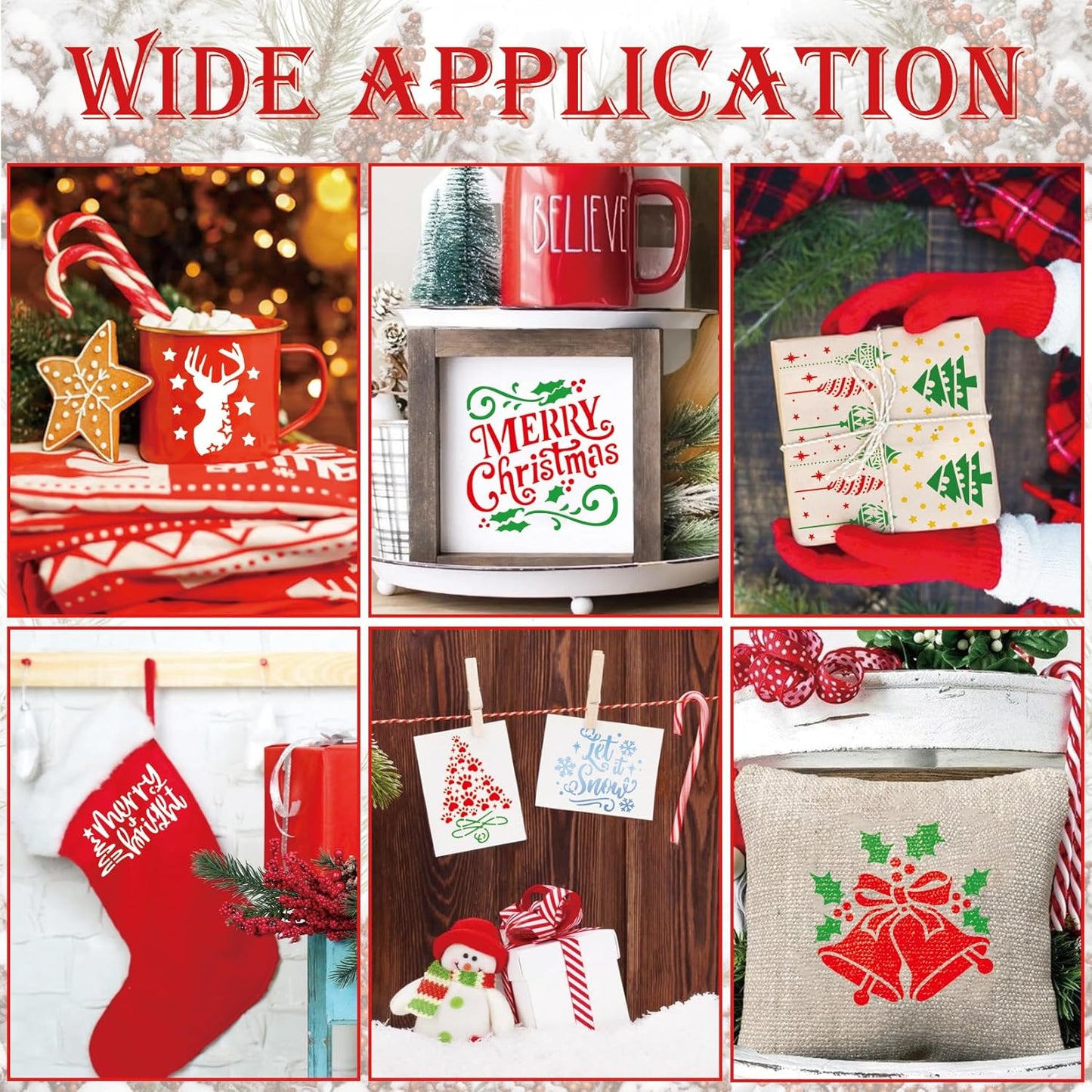 30pcs Small Christmas Stencils for Painting on Wood Reusable Drawing Merry Christmas Stencil 3 Inch Stencils for Ornament DIY Crafts Xmas Balls Home Décor(30 Christmass Round)