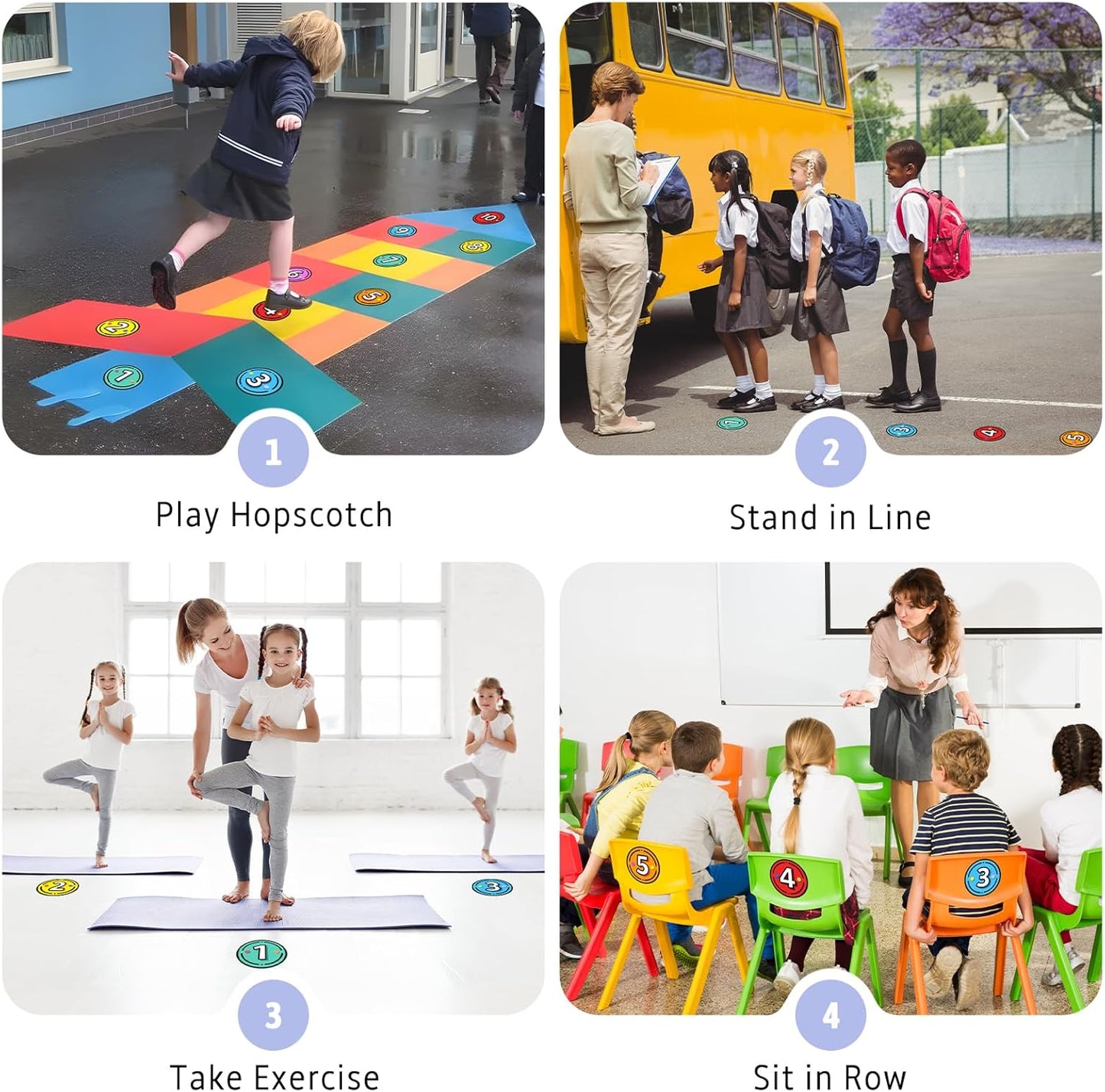 40PCS Line Up Spots for Classroom Floor, 6” Floor Numbers Stickers for Back to School Kindergarten Preschool Elementary Supplies