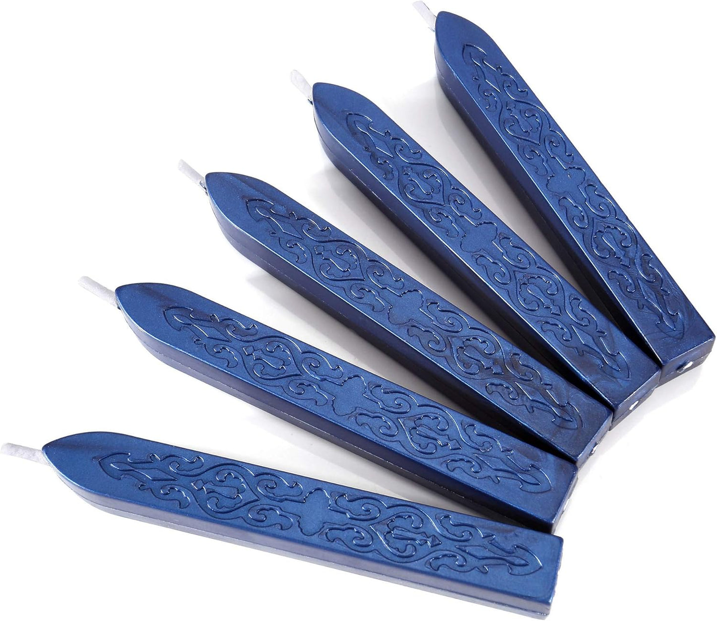 Blue Sealing Wax Sticks, Yoption 5 Pcs Totem Fire Manuscript Wax Seal Sticks with Wicks for Wax Seal Stamp (Navy Blue)
