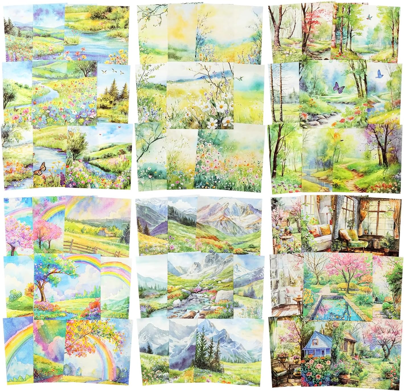 Spring Scenery Scrapbook Paper Set, 180 PCS Landscape Craft Paper Kit for Journaling, Scrapbooking, DIY Crafts, and Art Supplies