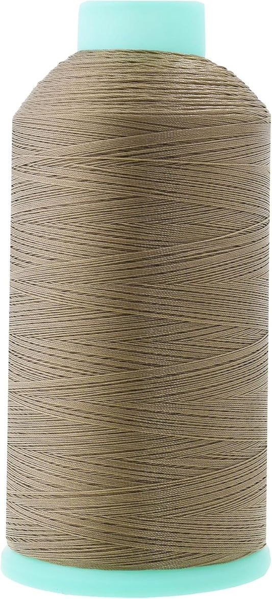 Mandala Crafts Bonded Nylon Thread Dark Beige Heavy Duty Sewing Threads - 2843 YDs Size 46 210D T45 Tex 45 Thread for Leather Jeans Weaving Outdoor Marine Upholstery Threads