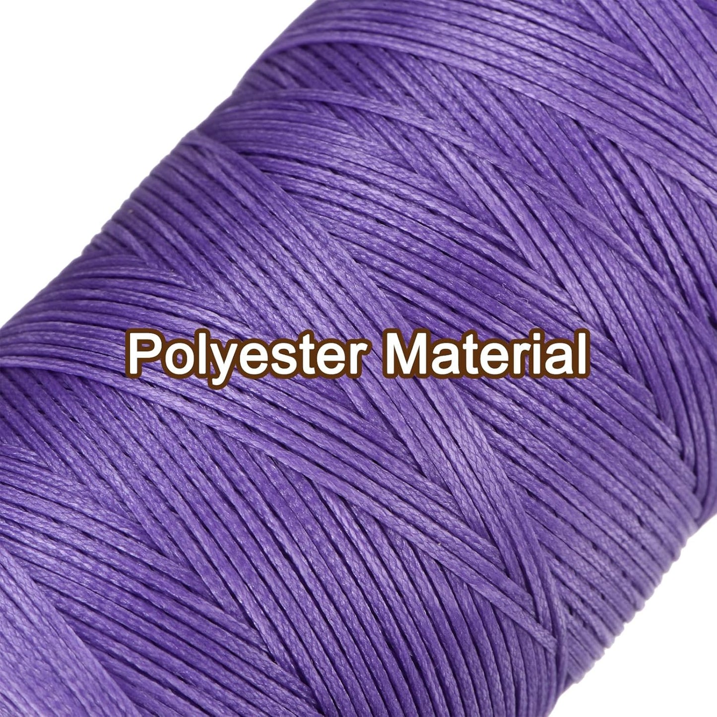 uxcell Leather Sewing Waxed Thread, 284 Yards / 260m 0.8mm 150D Flat Polyester All-Purpose Threads for Leather Crafts, Bookbinding, Purple