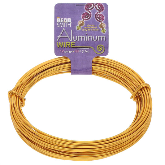 The Beadsmith Anodized Aluminum Wire – 12 Gauge – 39 feet – Gold Color – Bendable Craft Wire Used to Jewelry Making, Wire Wrapping, Sculpting, Floral, Modeling and Other DIY Arts & Crafts