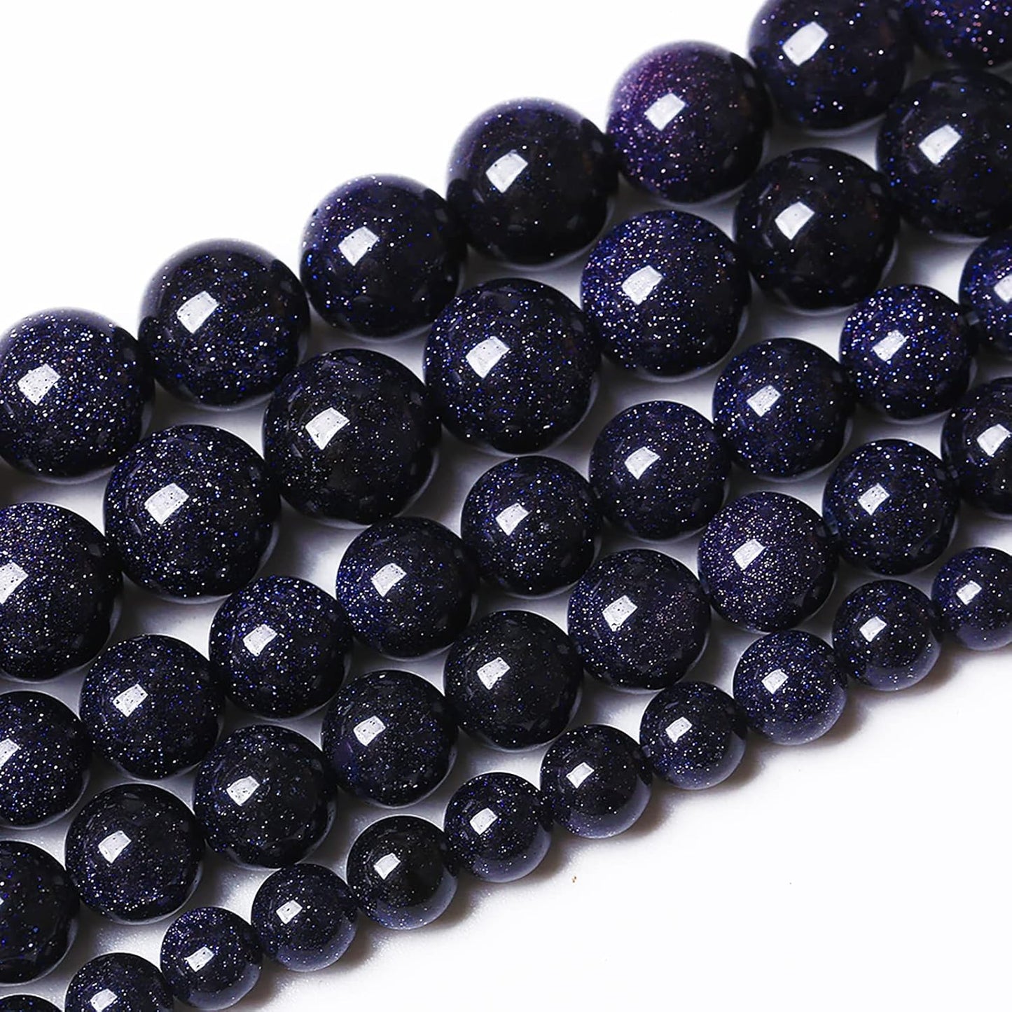 32PCS 12mm Starry Blue Sandstone Gemstone Beads Beads Natural Stone Round Loose Beads for Jewelry Making DIY Bracelet Necklace 15" Inch