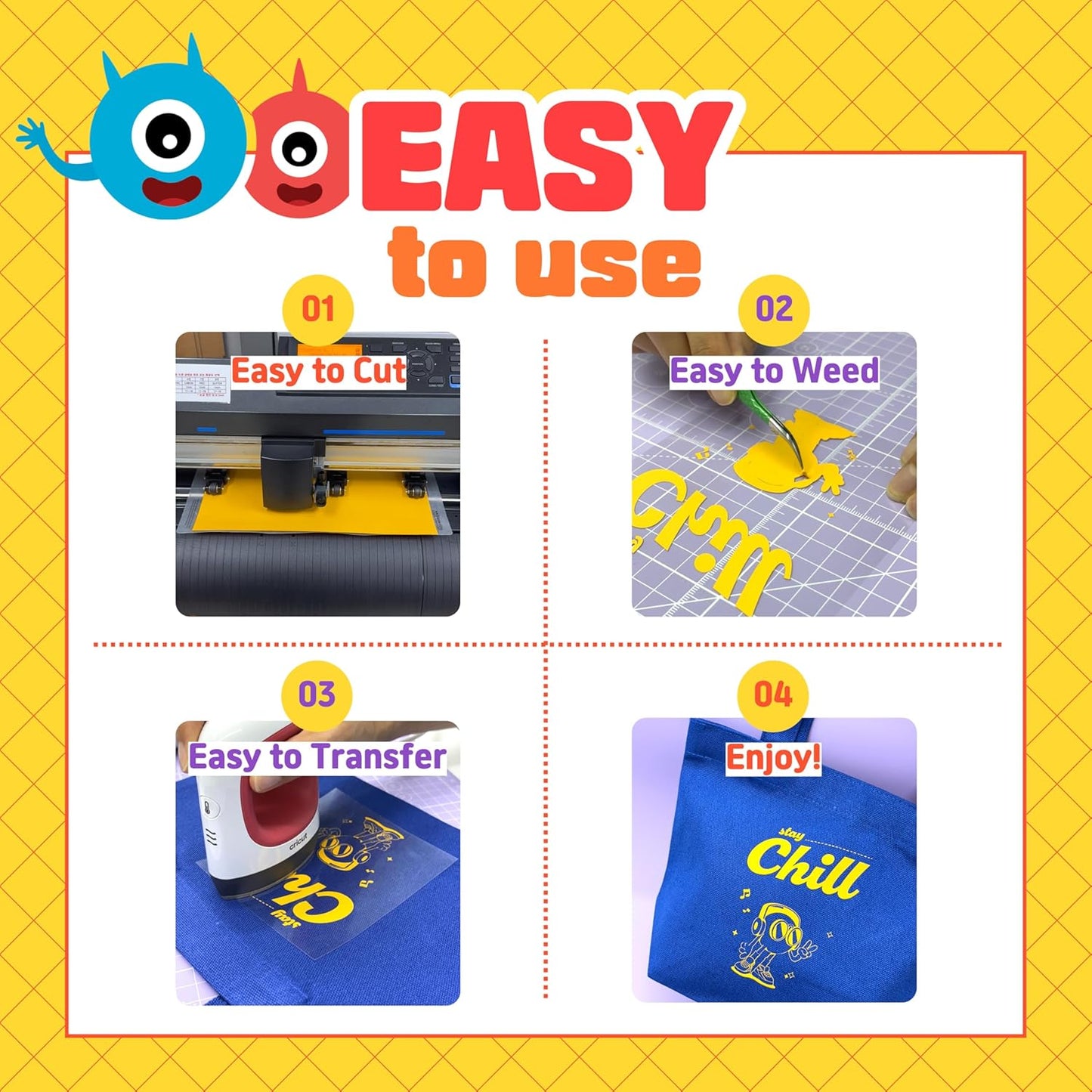 QuuCut Heat Transfer Vinyl Bundle: 15 Pack 12" x 10" Sheets, Rainbow HTV, 13 Assorted Full Matte Color Iron on Vinyl for T-Shirts, Cricut & Silhouette - Easy to Cut & Weed