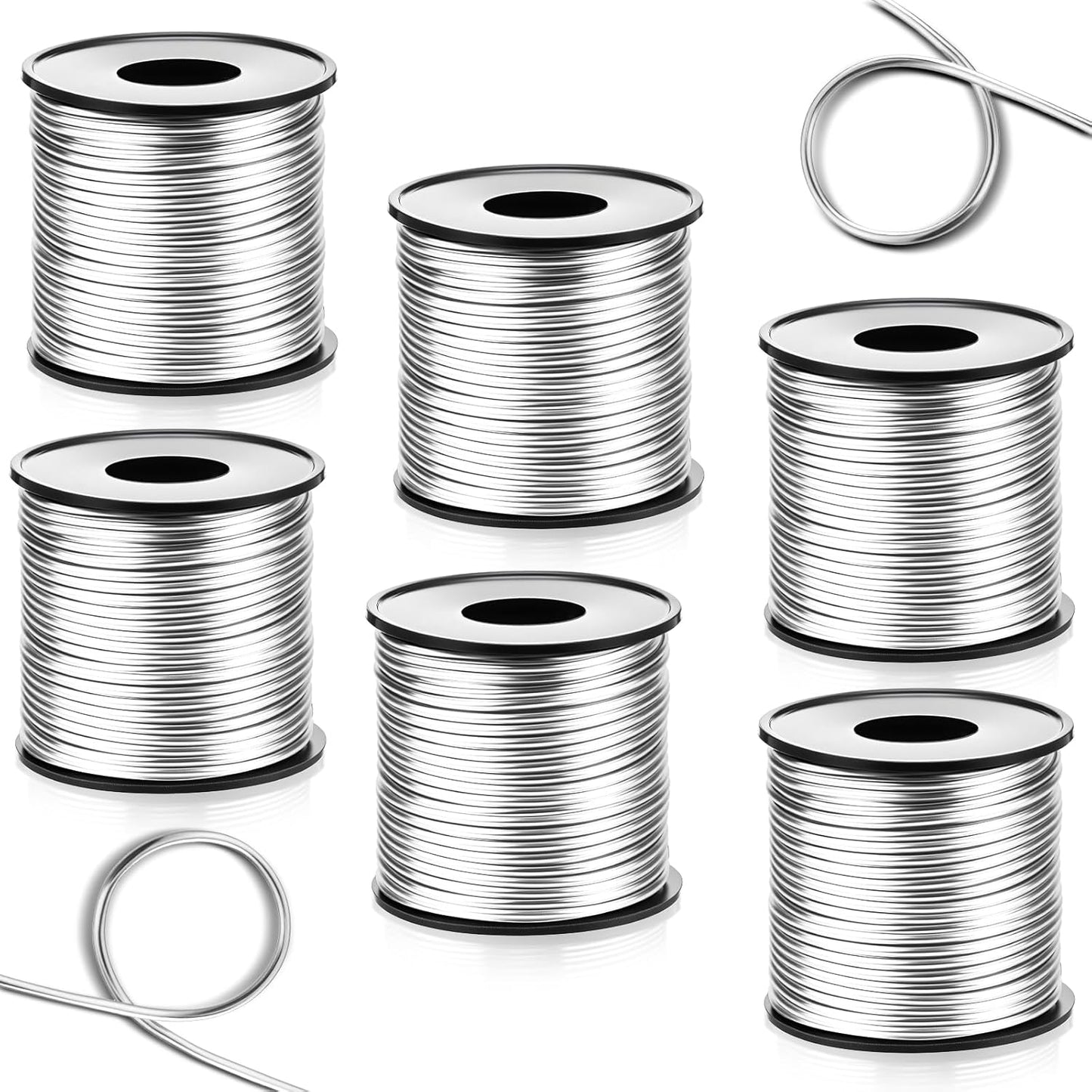 Gisafai 6 Roll 12 Gauge Aluminum Wire for Crafts 100 Feet 2 mm Metal Bendable Aluminum Wire for Jewelry Making, DIY Crafts, Wreath Making, Beading, Floral