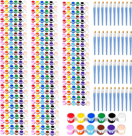 40 Pack Mini Acrylic Paint Set, 12 Colors Washable Paint Strips for Kids & Adults - Includes 80 Brushes, 480 PCS kids Paint Kits for Easter Eggs, Birthday, Classroom Party，school supplies