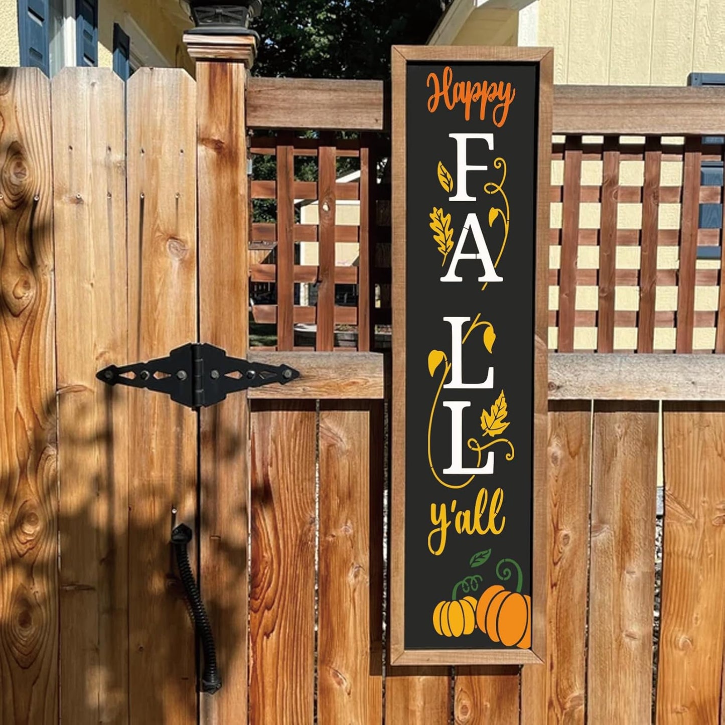 14 Pieces Fall Stencils for Painting on Wood Reusable Hello Pumpkin Stencil Plastic Hello Fall Drawing Templates for Wood Porch Sign Canvas Crafts (14 Porch Fall)