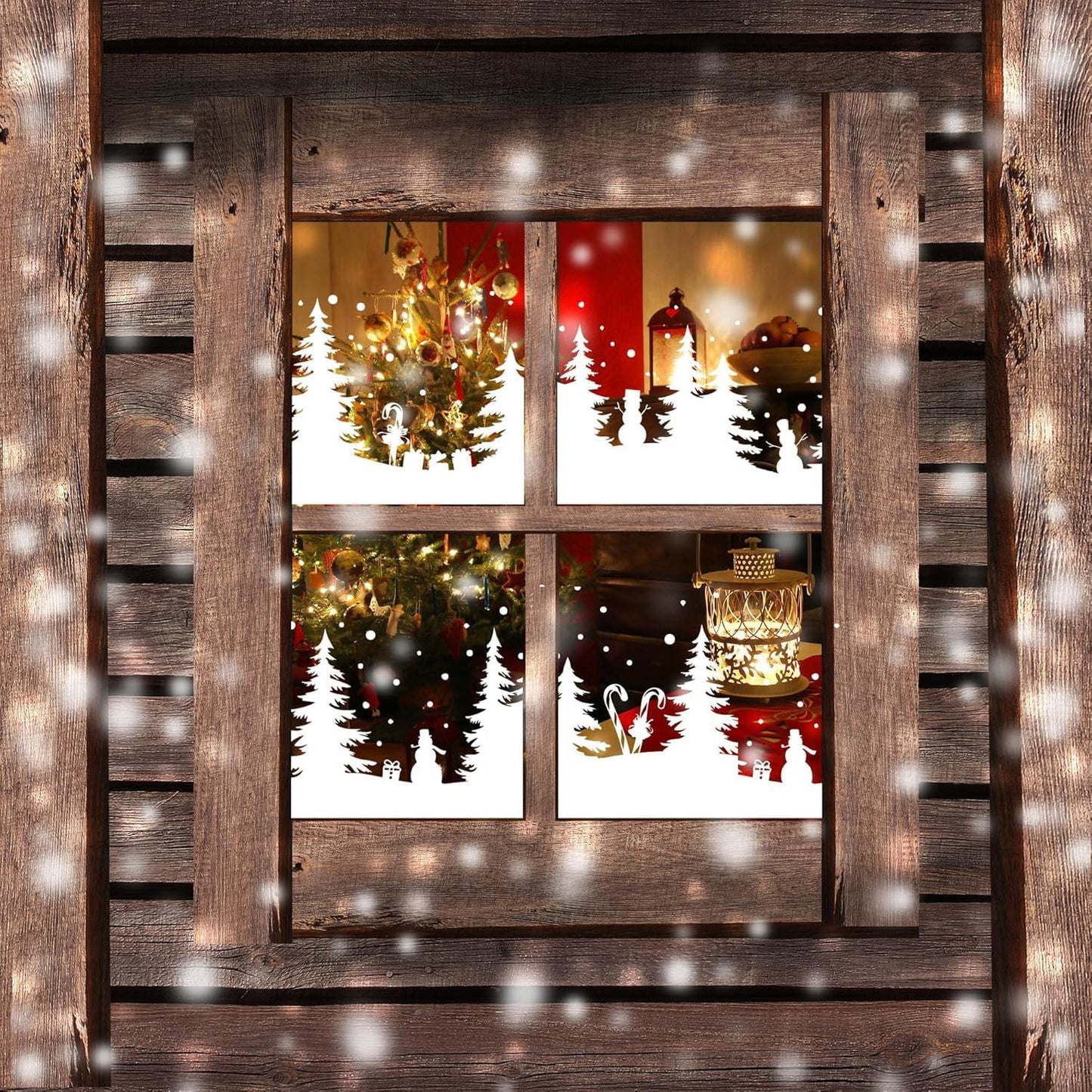 Christmas Stencils for Window Glass Large Christmas Stencil Reusable 53.1” Winter Forest House Village Holiday Drawing Templates for Painting on Window Glass Doormat Wood Sign