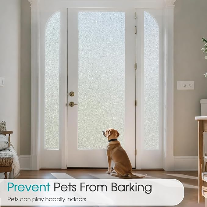 Coavas Window Privacy Film Frosted Glass Static Clings, Decorative Bathroom Door Window Covers Day and Night, Heat UV Blocking Anti-Glare Frosting Stickers for Christmas, 35.4 x 118.1 Inch, Pure
