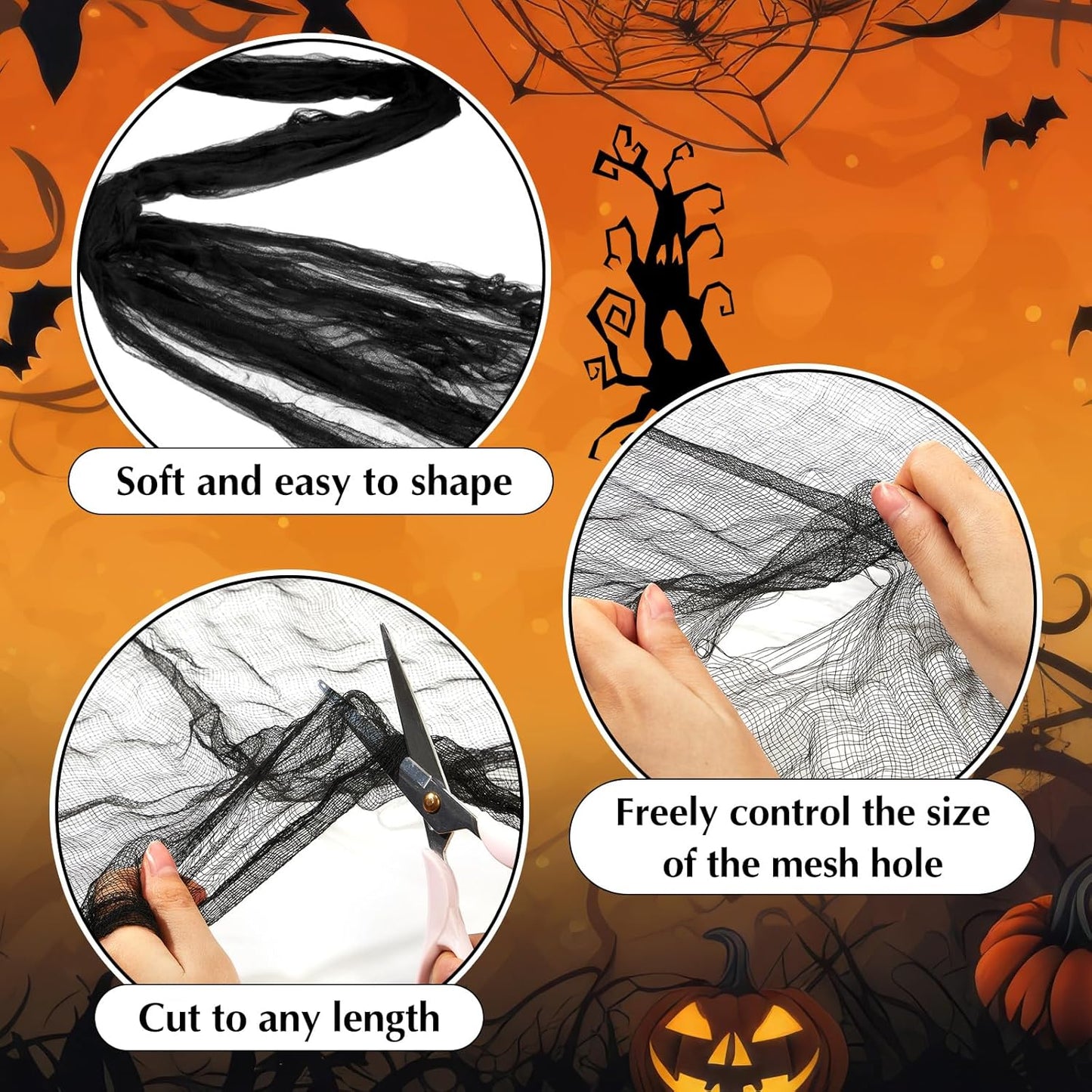 Boao Halloween Cheese cloth 39.37 x 393.7 Inch Black Cheesecloth Roll for Crafts Large Cotton Muslin Gauze Fabric for Halloween Outdoor & Indoor Spooky Decoration