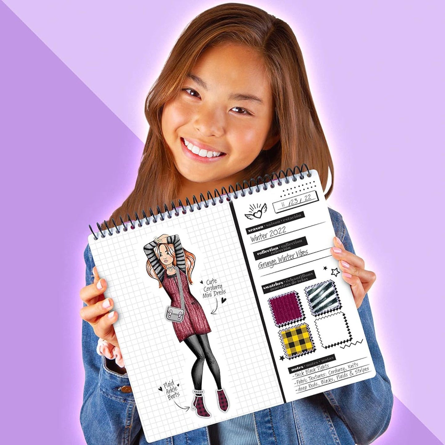 Fashion Angels Fashion Runway Portfolio - Fashion Design Sketch Book with Stencils & Stickers - Ages 8 & Up