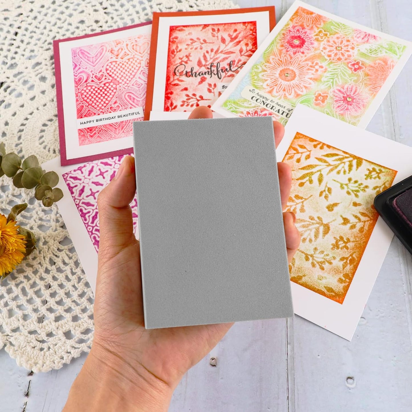 BAOFALI 12 Pcs Stamping Foam Grey Moldable Foam Stamps Plastic Dry Foam Stamp Pad Cut and Dry Foam Stamping Foam Block for Sculpture, Modeling, DIY Arts and Handicrafts Projects