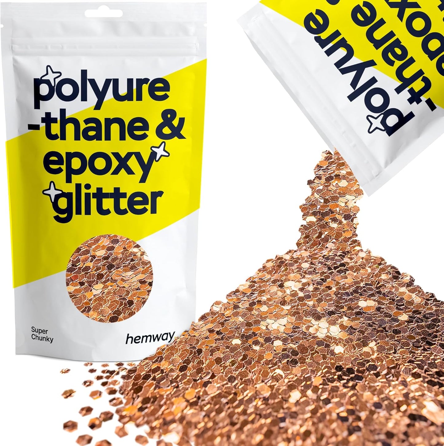 Hemway Glitter for Resin 100g Bronze Brown Metallic Crystals for Epoxy Craft Super Chunky Flakes Tumblers Wax Melt