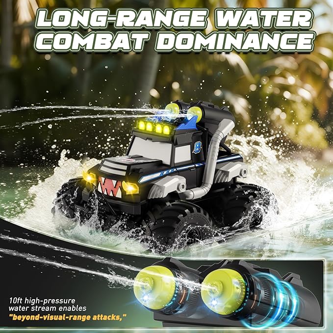 Remote Control Car, Waterproof Monster Trucks Toys, 1:18 Amphibious RC Cars, 2.4 GHz 4WD All Terrain Off-Road Pickup Toy Truck, Kids Toys for 6-12 Year Old Boys Girls Christmas Birthday Gifts Presents