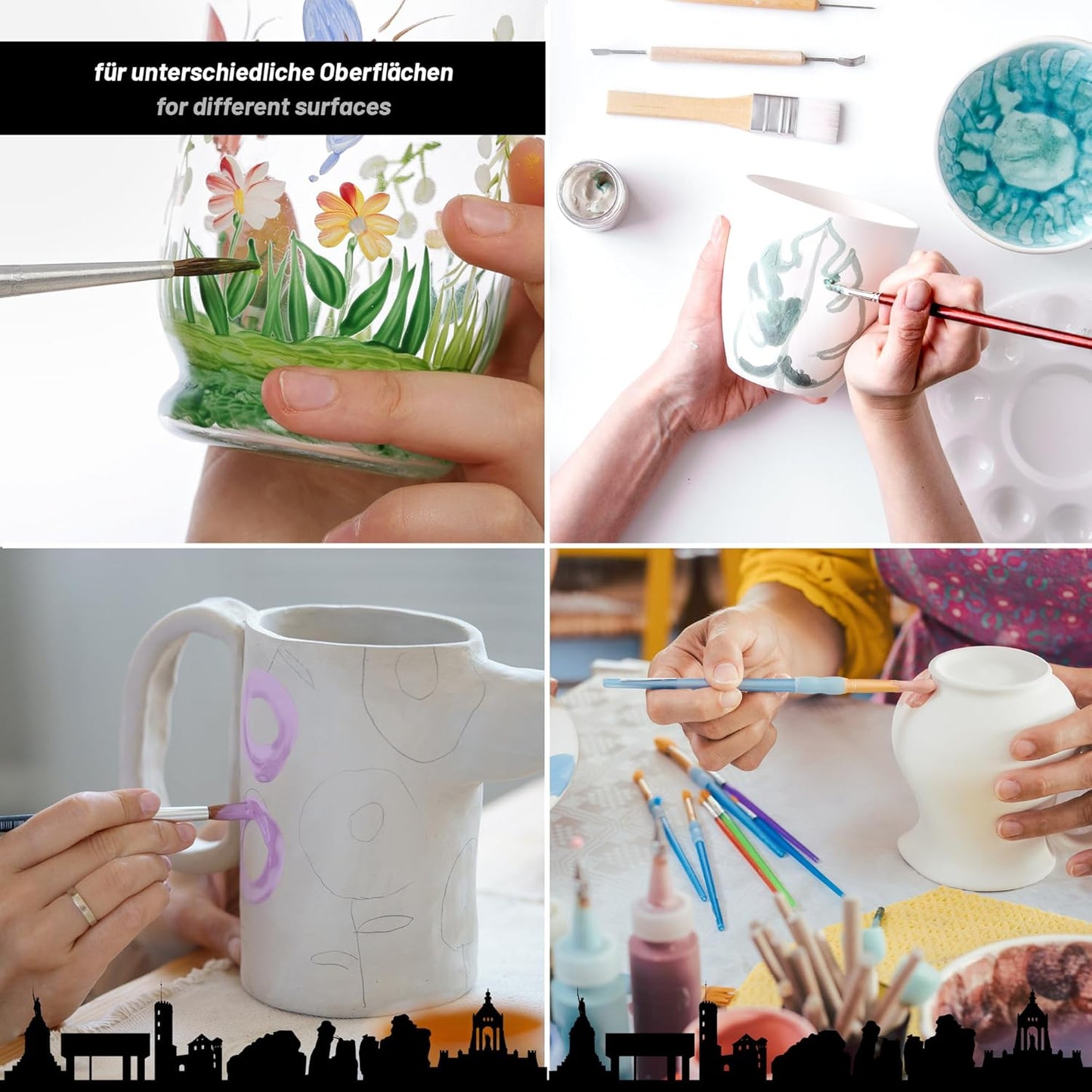 Ceramic and Porcelain Paint Set 4 x 1.52 fl oz - Vintage Vibes – Dishwasher Safe – Perfect for Mug, Tile & Creative DIY Projects