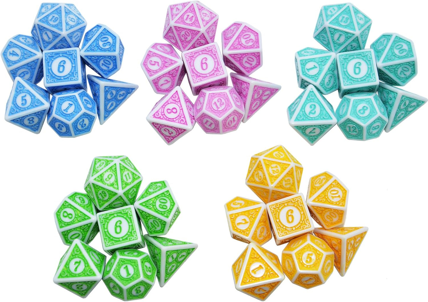 SmartDealsPro Retro Polyhedral Dice Sets with Pouches for D&D DND RPG MTG Dungeon and Dragons Table Board Roll Playing Games D4 D6 D8 D10 D% D12 D20