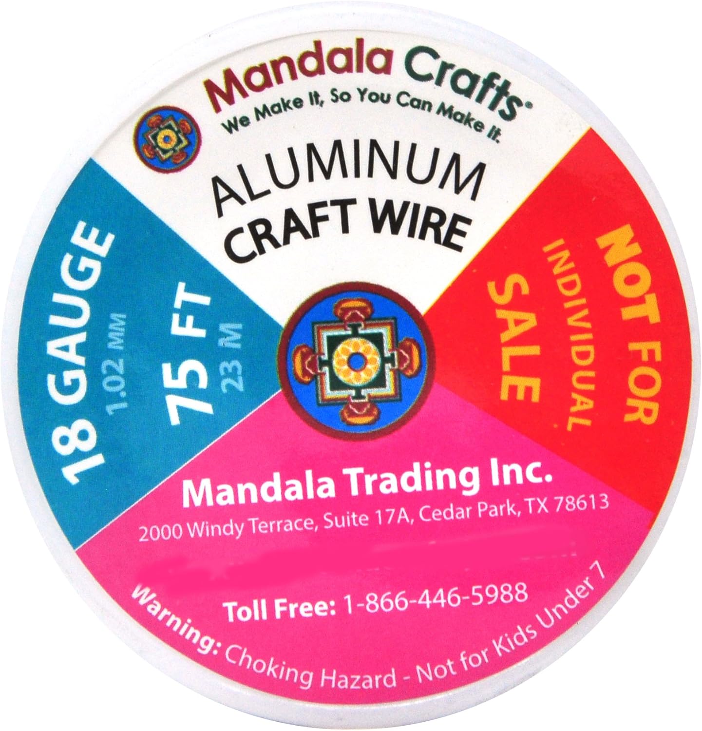 Mandala Crafts 18 Gauge Anodized Aluminum Craft Wire for Jewelry Making - 450 FT Colored Flexible Silver Black Wire - Bendable for Bonsai Armature Crafting Sculpting