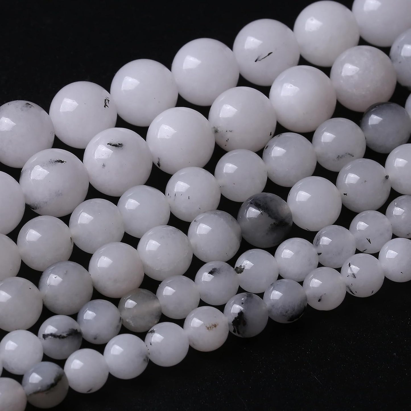 36PCS 10MM Black Rutilated Quartz Stone Beads Energy Healing Beads for DIY Jewelry Bracelet Necklace Making for Jewelry Making 15Inch