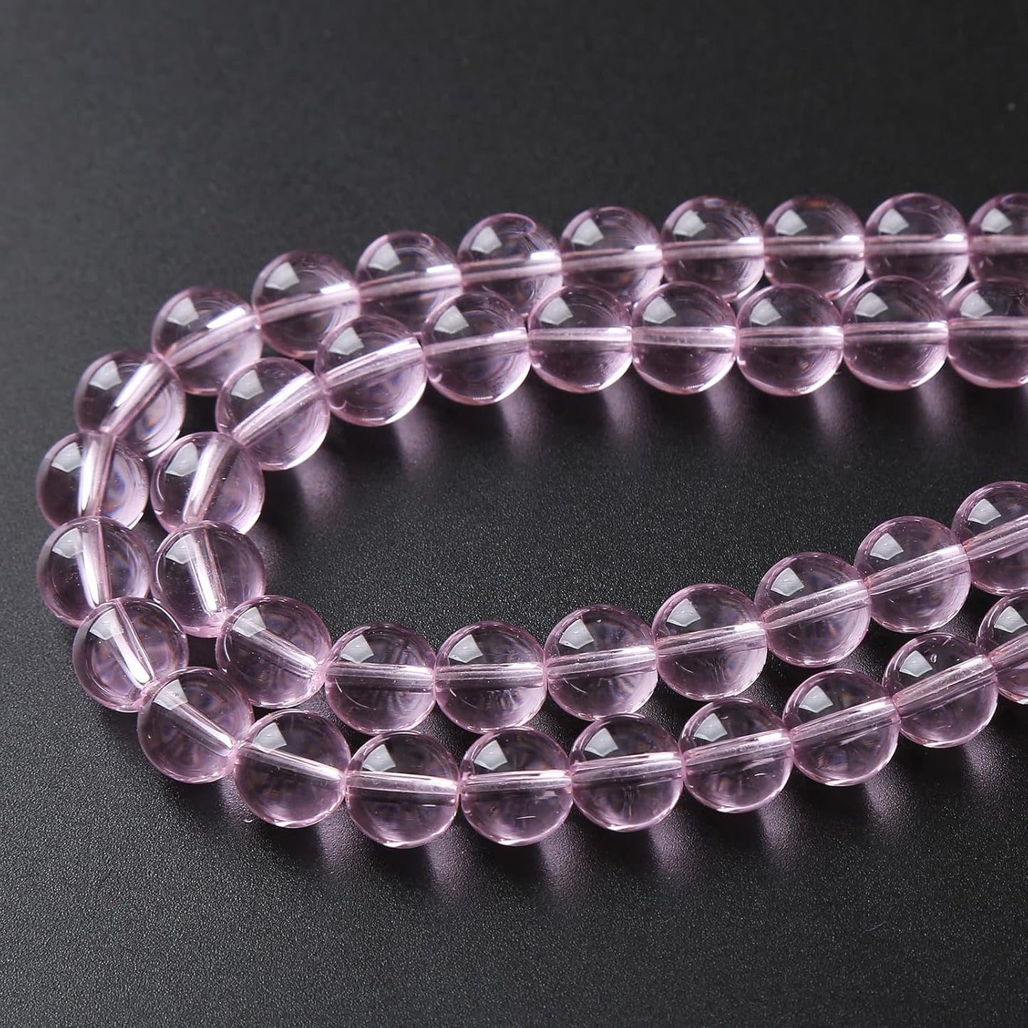 6mm 60pcs Smooth Rose Pink Glass Beads Quartz Crystal Round Loose Beads for Jewelry Making DIY Bracelet Necklace