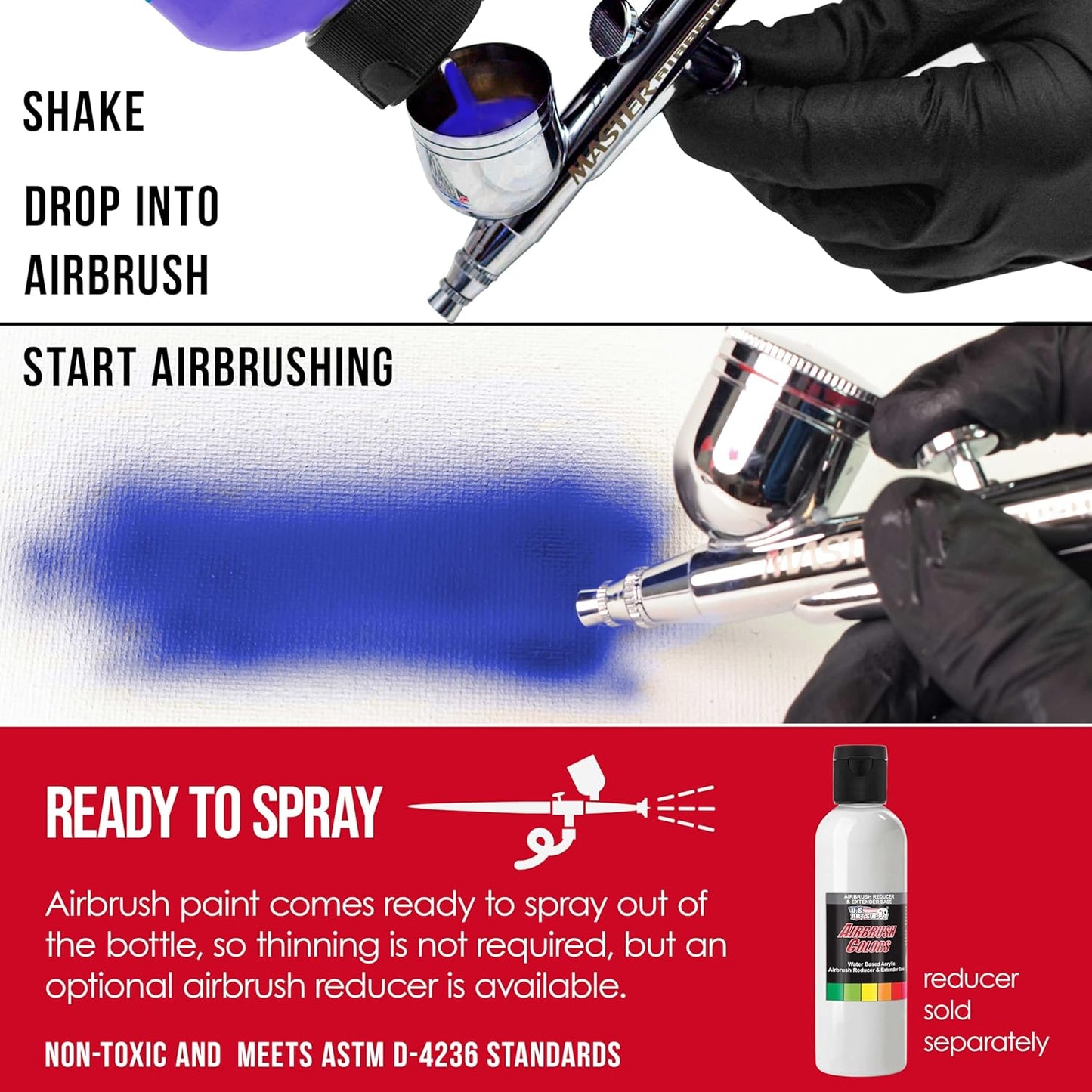 U.S. Art Supply Opaque Crimson Red Acrylic Special Effects Airbrush Paint - 8oz Ready to Spray Air Brush Paint for Nails, Models, Fabric - Water-Based Air Brush Painting