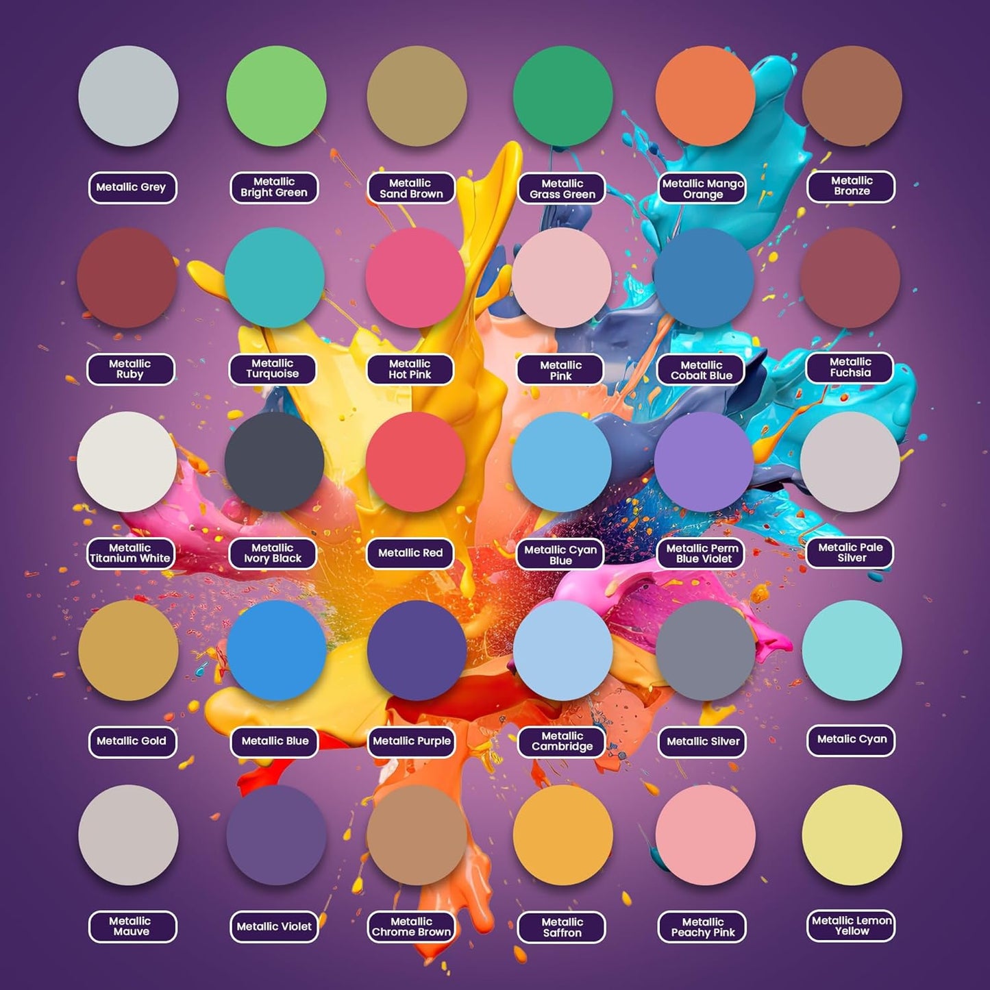 Acrylic Pouring Paint Set | 30 Vibrant Colors Including An Array Of Metallic, Neon & Pastel Paints | Pre Mixed, Ready to Use, High Flow Paint For Canvas, Paper, and More | 2 Ounces Per bottle