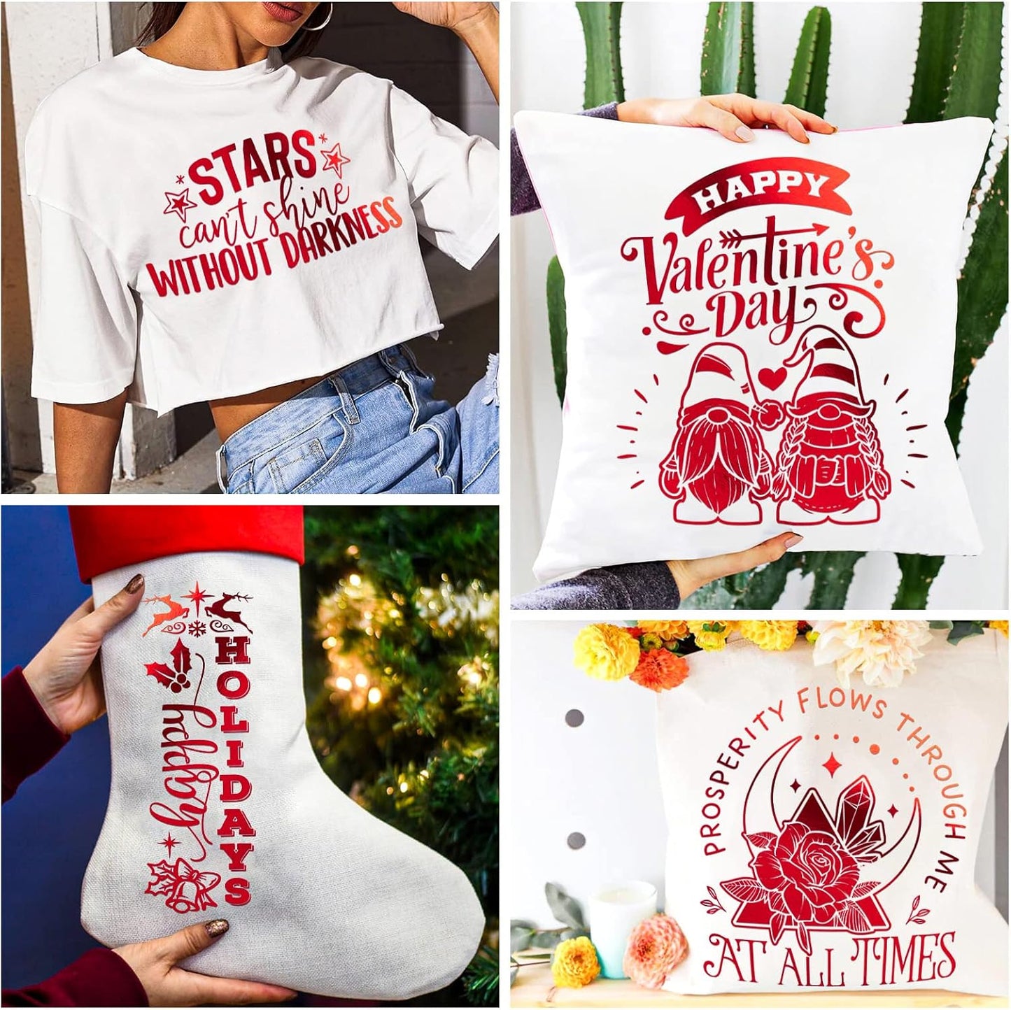 VINYL FROG Metallic Foil HTV Vinyl Roll 12" x5ft Red Heat Transfer Vinyl Chrome Iron on Vinyl Easy to Cut & Weed DIY Heat Press Design for T-Shirts