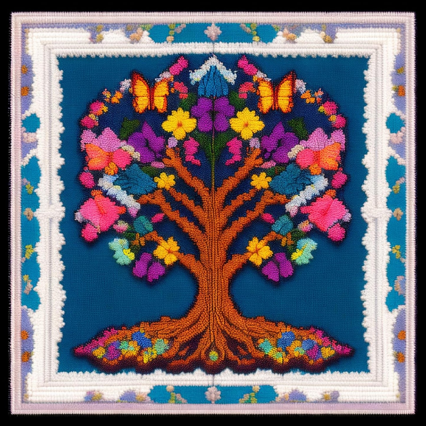 Joyhoor Cross Stitch Kits for Beginners Stamped Cross-Stitch Supplies Needlework preprint Embroidery Kits for Adults DIY Needlepoint Kits Embroidery Patterns 11CT-Colorful Tree 17.7x17.7 inch