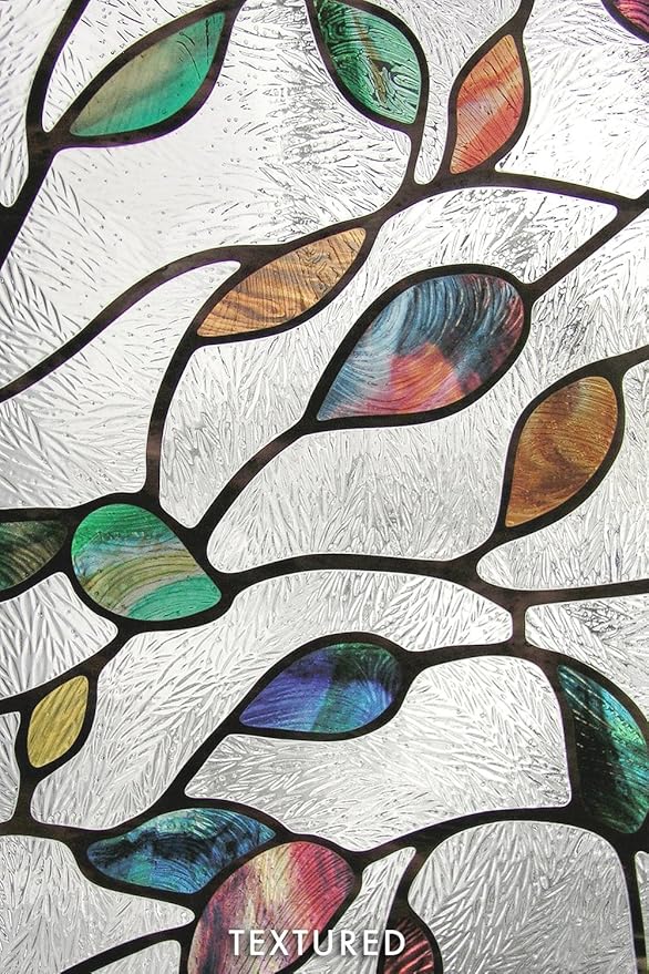 Artscape New Leaf | Privacy Window Film with Vibrant Colored Pattern | Non-Adhesive & UV Protection | Easy to Apply & Removable | 24 x 36 Inches | Made in USA