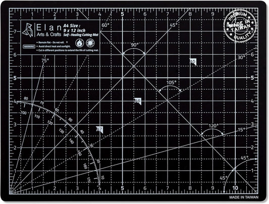 Elan Cutting Mat A4 Black & Taupe, Self Healing Cutting Mat 9x12 Inch, 5-Ply Craft Board Black, Hobby Board for Crafts 9x12 Inch