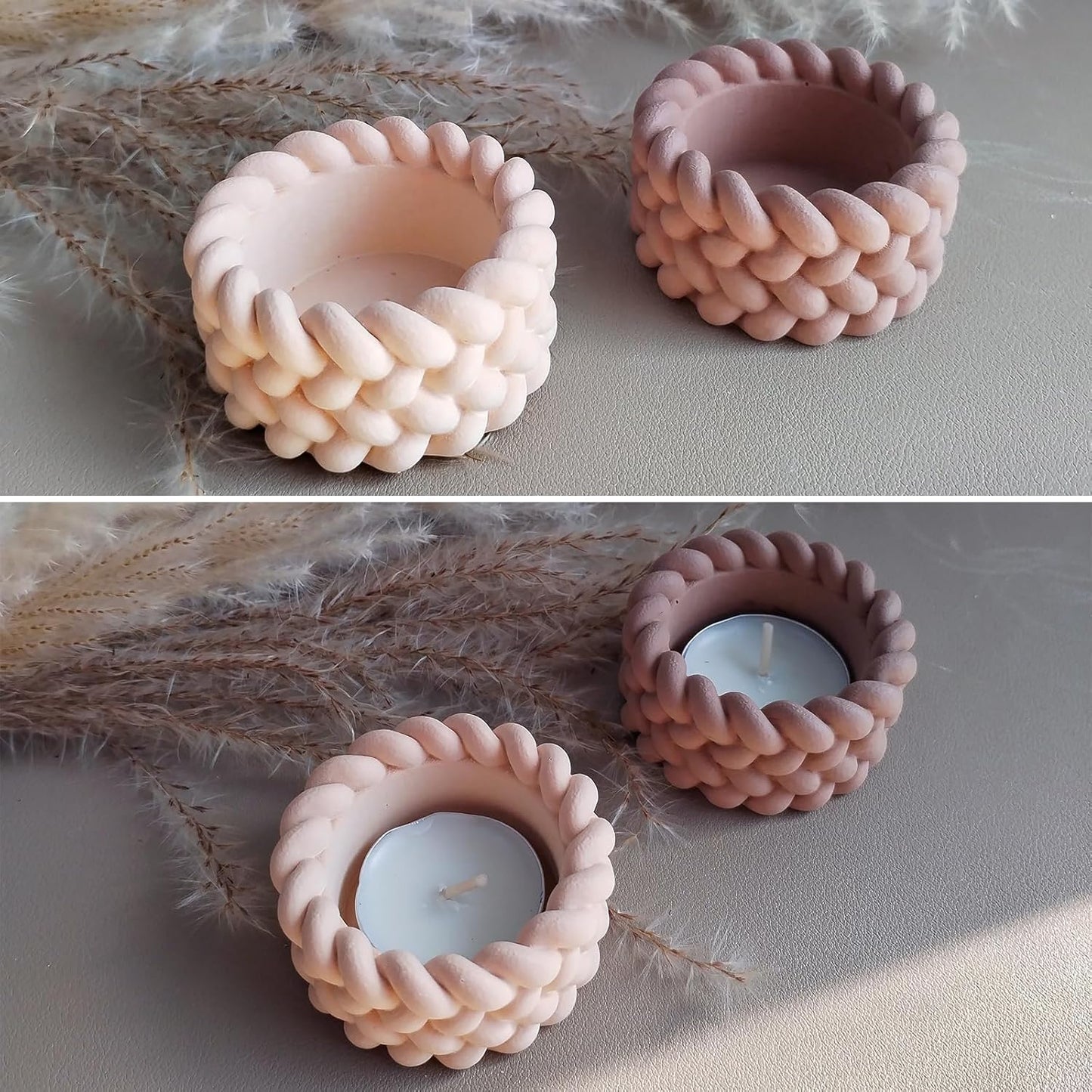 Wehous 2PCS Knot Shape Tealight Holder Mold, Unique 3D Candle Holder Silicone Resin Mold, Cylinder Jewelry Holder Container Storage Mold for Epoxy Resin Concrete Art Craft Home Xmas Decor