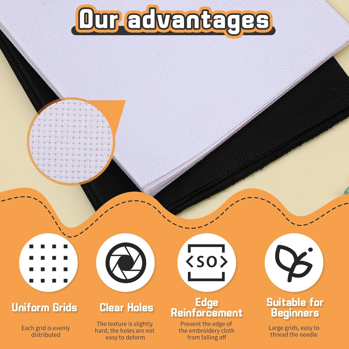 6 Pcs Cross Stitch Fabric, 14 Count White Embroidery Fabric Cloth Cross Stitch Cloth Supplies for DIY Handicrafts, Needlework, Embroidery Decoration Crafts (12 by 18-Inch)