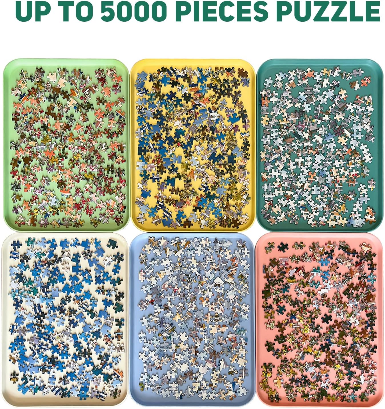 16.9" x 12" Extra-Large Puzzle Sorting Trays Stackable, 6 Pack Puzzle Sorter for Sorting 2000/3000/5000 Puzzle Pieces
