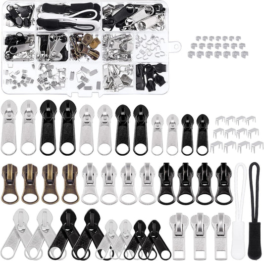 250Pcs Zipper Replacement Zipper Repair Fix Kit Zipper Slider Set for Fixing Luggage Bags, Coats, Jean, Jackets, Tents